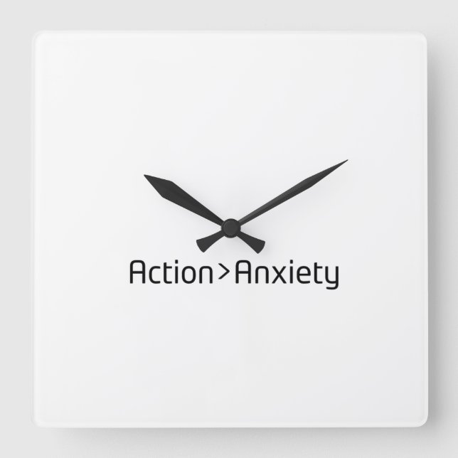 Action Over Anxiety Minimalist Square Clock Fyrkantig Klocka (Framsida)