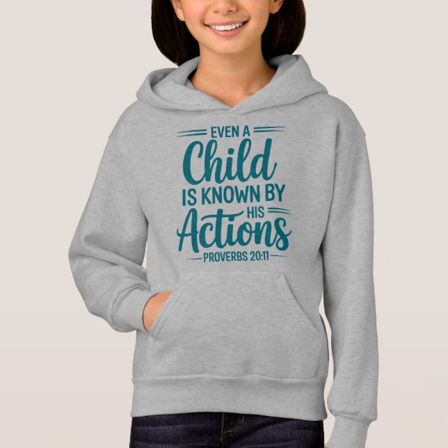 Action Speaks Kids Hoodie Design T Shirt (Framsida)