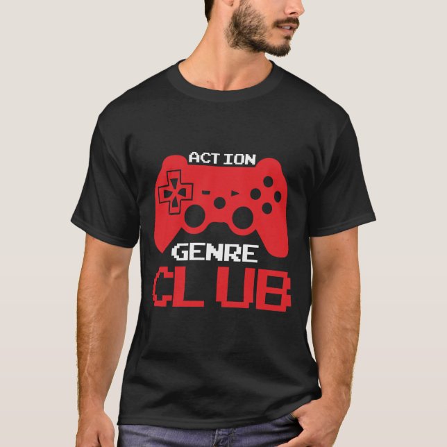 Action Spel Genre Klubb T Shirt (Framsida)