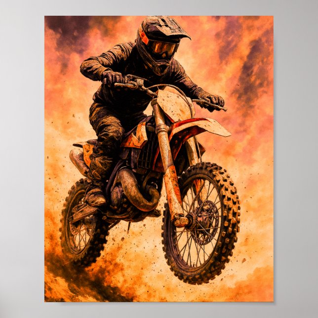 Actionpackad Dirt Bike-åkare Poster (Framsidan)