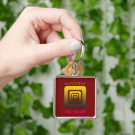 Activate My Heart Fyrkantig Silverfärgad Nyckelring