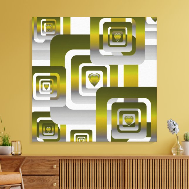 Activate My Heart Pattern Silver Canvastryck (Insitu (Vardagsrum))