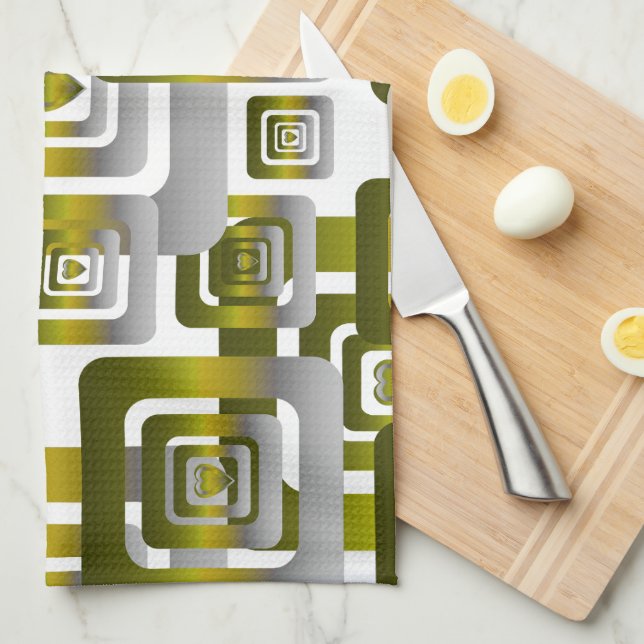 Activate My Heart Pattern Silver Kökshandduk (Vikt i Fjärdedel)