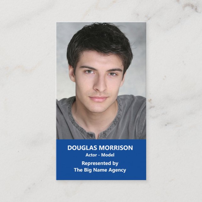 Actor Actress Model-Lodrät Photo Blue Visitkort (Framsida)