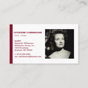 Actor Headshot Burgundy Red Rand Visitkort