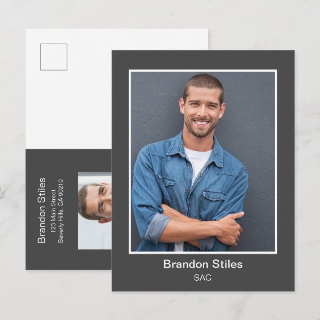 Actor Headshot Photo Postcard Vykort (Fram/baksida)