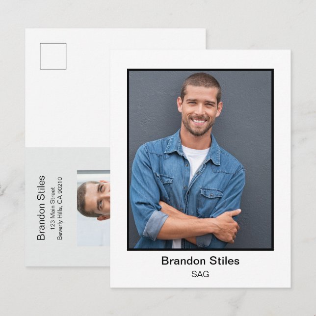 Actor Headshot Photo Postcard Vykort (Fram/baksida)