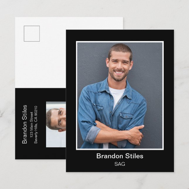 Actor Headshot Photo Postcard Vykort (Fram/baksida)