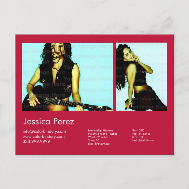 Actor & Model 2 Shot Red Headshot Comp Forp Vykort (Framsida)