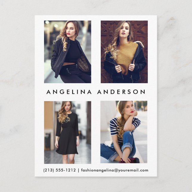 Actor Model 4 Photo Comp Card-vykort Vykort (Framsida)