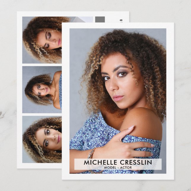 Actor-modell 5x7 Zed Comp Card 3 - baksida Inbjudningar (Fram/baksida)