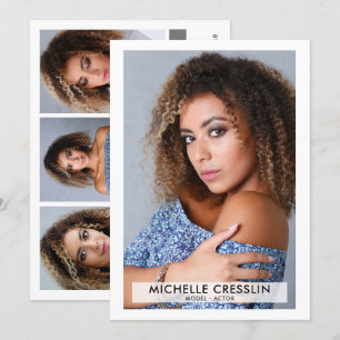 Actor-modell 5x7 Zed Comp Card 3 - baksida Inbjudningar