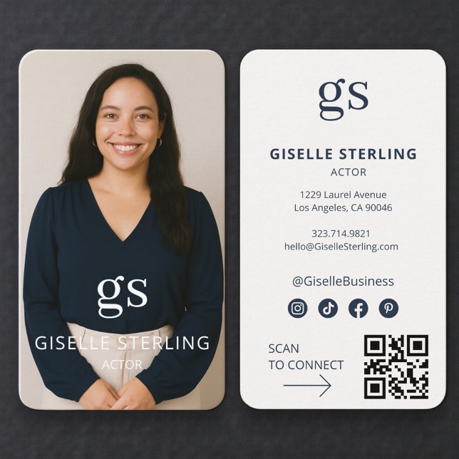 Actor Photo QR Code Professional Visitkort (Skapare uppladdad)