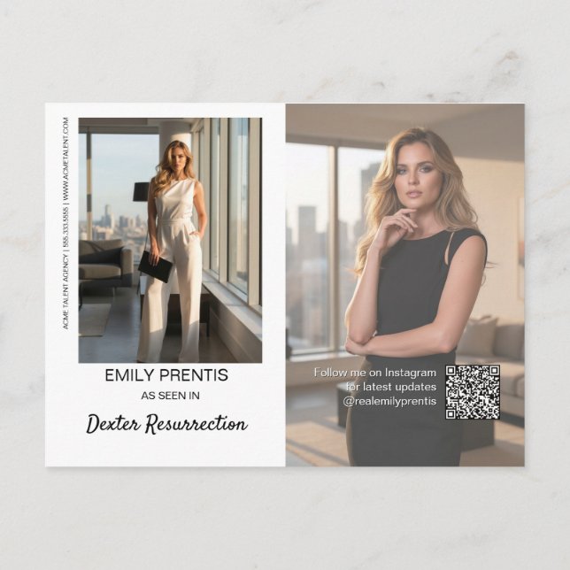 Actor Promo Card | 3 Photo Composite Postcard Vykort (Baksida)