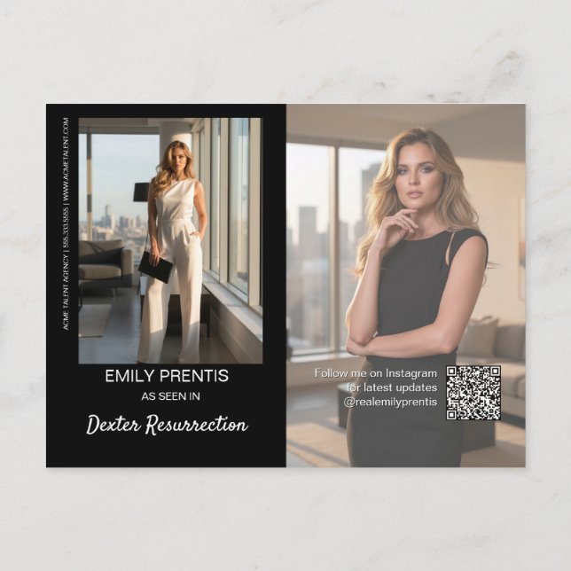 Actor Promo Card | 3 Photo Composite Postcard Vykort (Baksida)