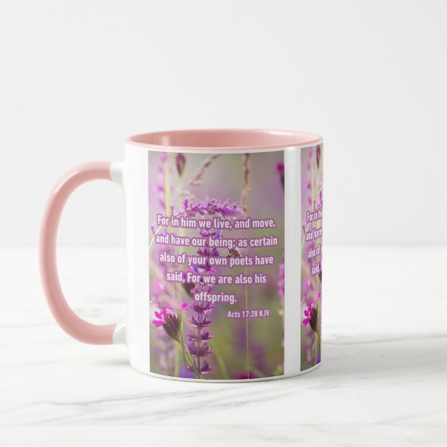 Acts 17:28 KJV Bible Verse Pic Two-Tone Mugg (Vänster)