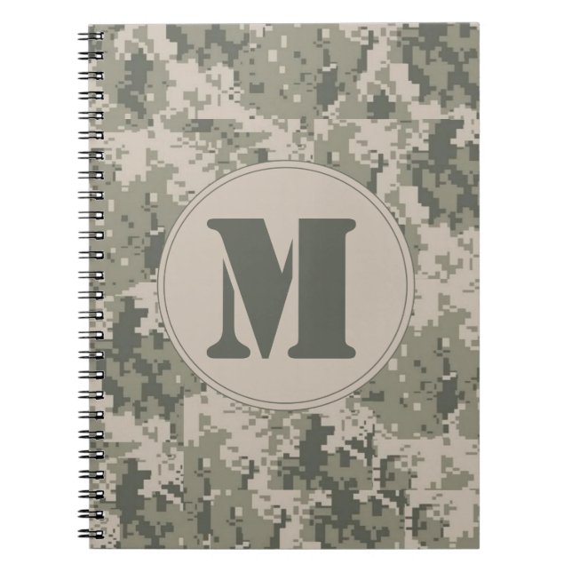 ACU Camo Camouflage Monogram Inledande anmärkning  Anteckningsbok Med Spiral (Framsidan)
