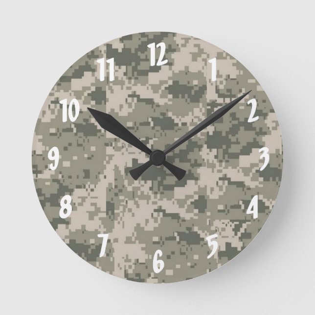 ACU-kamouflage Digital Mönster Wall Clock Rund Klocka (Framsida)