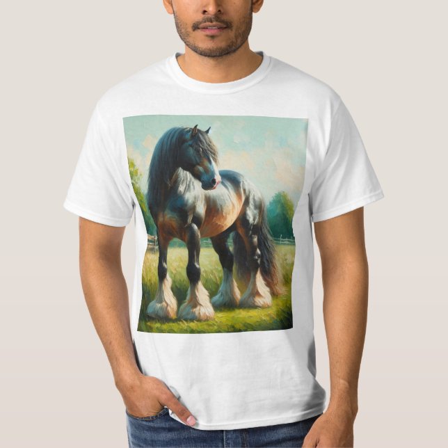 Acuarela caballo percherón t shirt (Framsida)