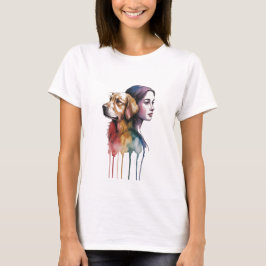 Acuarela Canina Golden Retriever- Femenina T Shirt