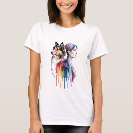 Acuarela Canina Sheltie - Femenina T Shirt