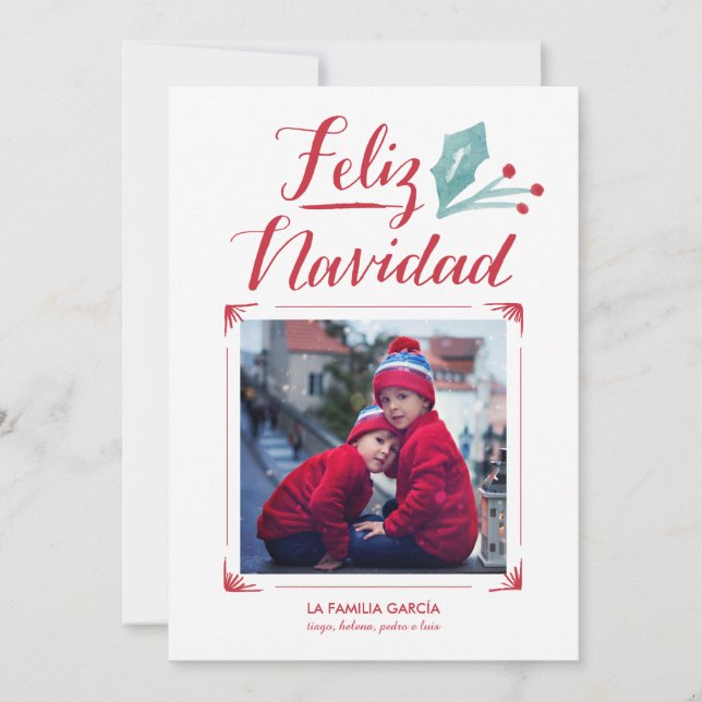 Acuarela y La Caligrafía | Feliz Navidad Julkort (Framsida)