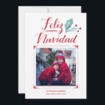 Acuarela y La Caligrafía | Feliz Navidad Julkort<br><div class="desc">Tarjeta de Navidad lurar hecha för caligrafía för la för laacuarela y foto för una för un en lugar para för mano y</div>