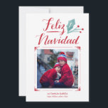 Acuarela y La Caligrafía | Feliz Navidad Julkort<br><div class="desc">Tarjeta de Navidad lurar hecha för caligrafía för la för laacuarela y foto för una för un en lugar para för mano y</div>