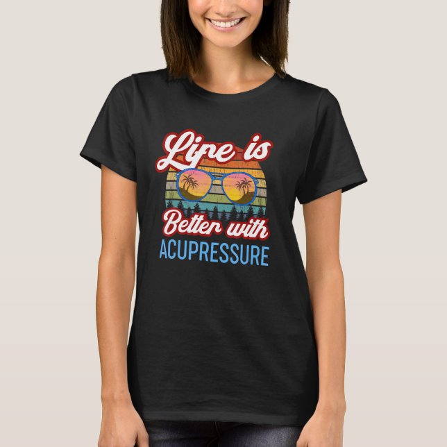 Acupressure Vintage Sunset Acupressure Teacher Beg T Shirt (Framsida)
