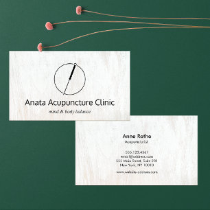 Acupuncture Acupuncturist Nål Logotyp White Wood Visitkort