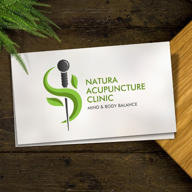 Acupuncture Nål och Löv Visitkort (Skapare uppladdad)