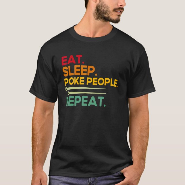 Acupuncture Poke People Repeat Vintage Acupuncturi T Shirt (Framsida)