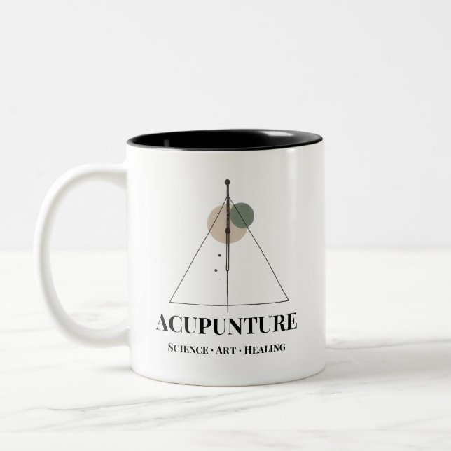 Acupuncture Science Art Healing Mug  Minimalist  Två-Tonad Mugg (Vänster)