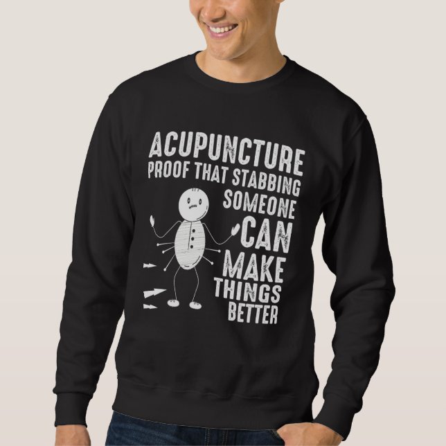 Acupuncture Stabbing Needles Expert Chinese Acupun Lång Ärmad Tröja (Framsida)
