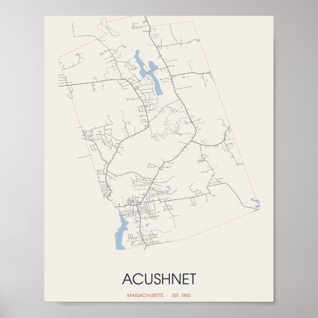 Acushnet Massachusetts Gatukarta Affisch (Framsidan)