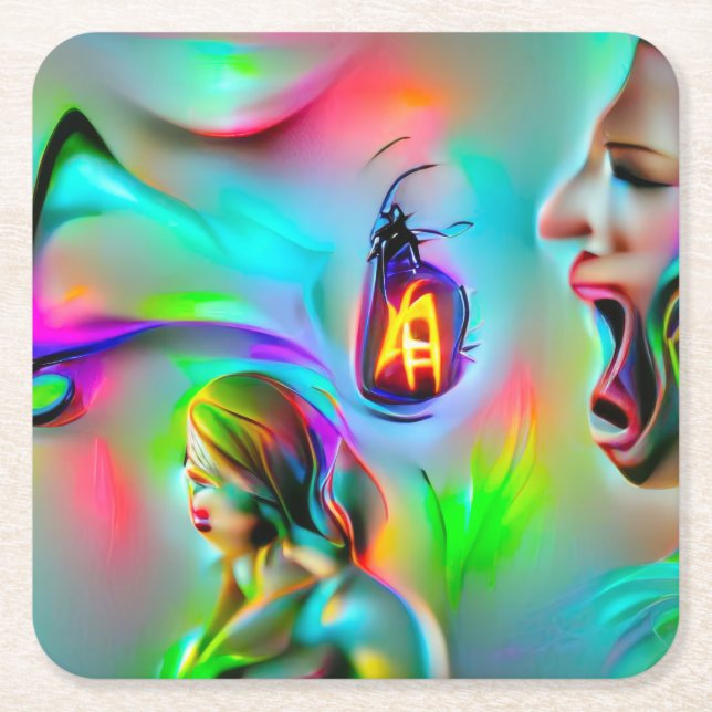 Acusticophobia Underlägg Papper Kvadrat (Framsidan)