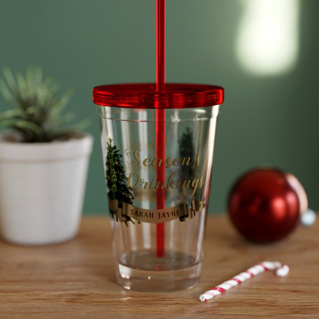 Acylic Tumbler för eget namn för julgran Take Away Mugg (Add your name to this christmassy tumbler.  Makes a lovely Christmas gift! Have a very merry one!)
