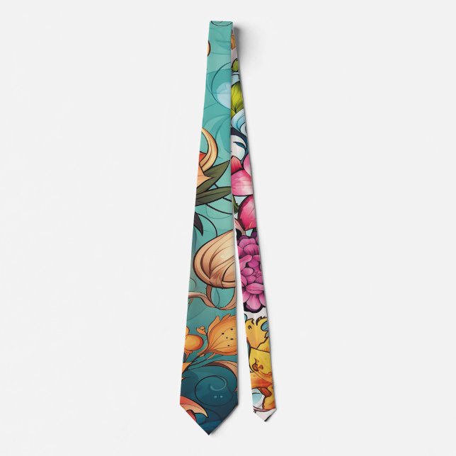 AD 013 - Blommigt digital mönster Slips (Framsida)