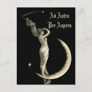 Ad Astra Woman vid Måne-utskrift Vykort