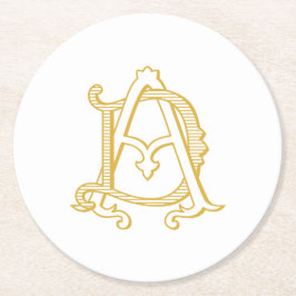 AD eller DA monogram underlägg antique vintage i g Papper Rund