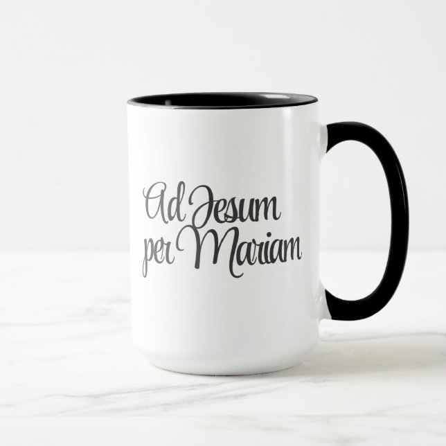 Ad Jesum per Mariam (Till Jesus genom Maria) Kaffe Mugg (Höger)