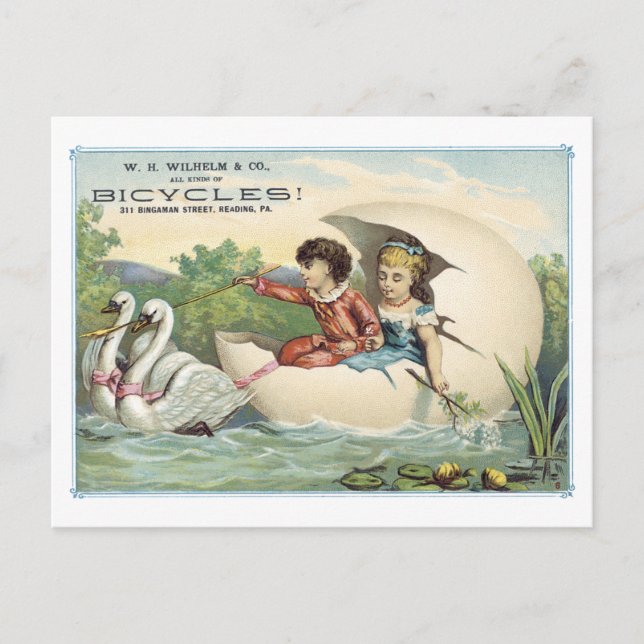 Ad Label Bicycles Reading PA Victorian Postcard Vykort (Framsida)