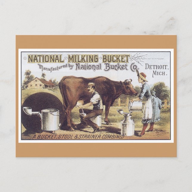 Ad Label National Bucket Victorian Postcard Vykort (Framsida)