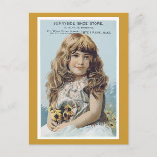 Ad Label Sunnyside Shoe Store Victorian Postcard Vykort
