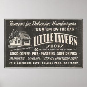 Ad LITTLE TAVERN-butikerna i Maryland 1954 Poster