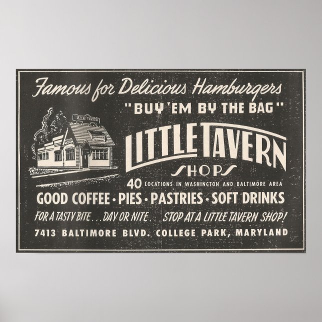 Ad LITTLE TAVERN-butikerna i Maryland 1954 Poster (Framsidan)