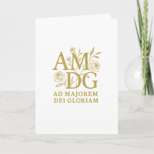 Ad Majorem Dei Gloriam Guld Blommigt Monogram Kort