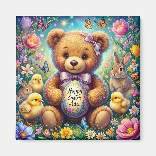 ADA ~ Happy Easter ~ Teddy Chicks Bunnies ~  Magnet (Framsidan)