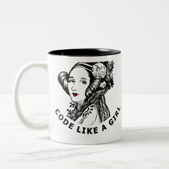 Ada Lovelace T-Shirt-kod som en flicka Två-Tonad Mugg (Vänster)