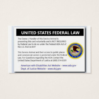 ADA Service Hund Law-handkort Visitkort
